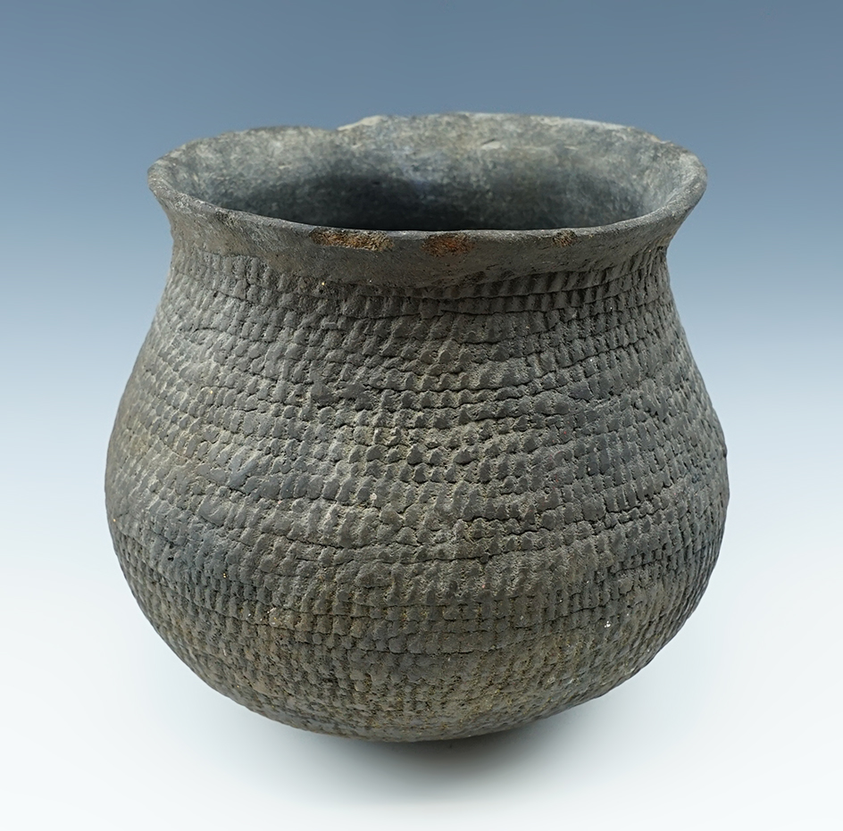 6 1/2" x 6 1/2" tall Corrugated ancient Southwestern Pottery Vessel, New Mexico.