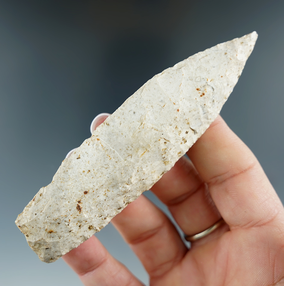 4 1/16" Agate Basin found in Adams Co., Illinois on March 20, 1977.