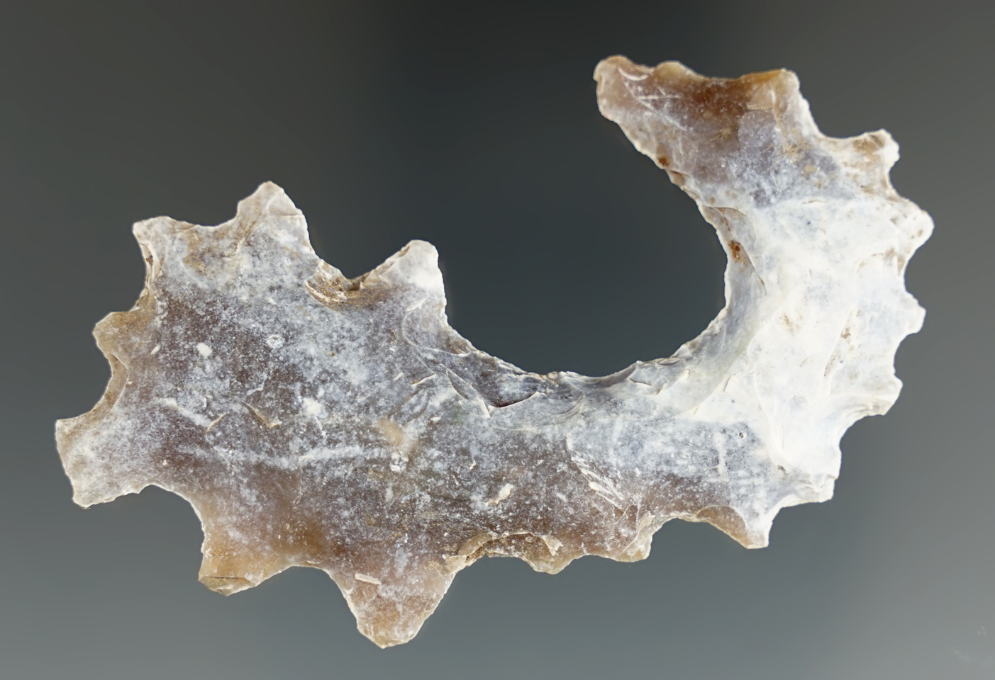 Heavily patinated 2 1/2" Mayan eccentric found in Belize.