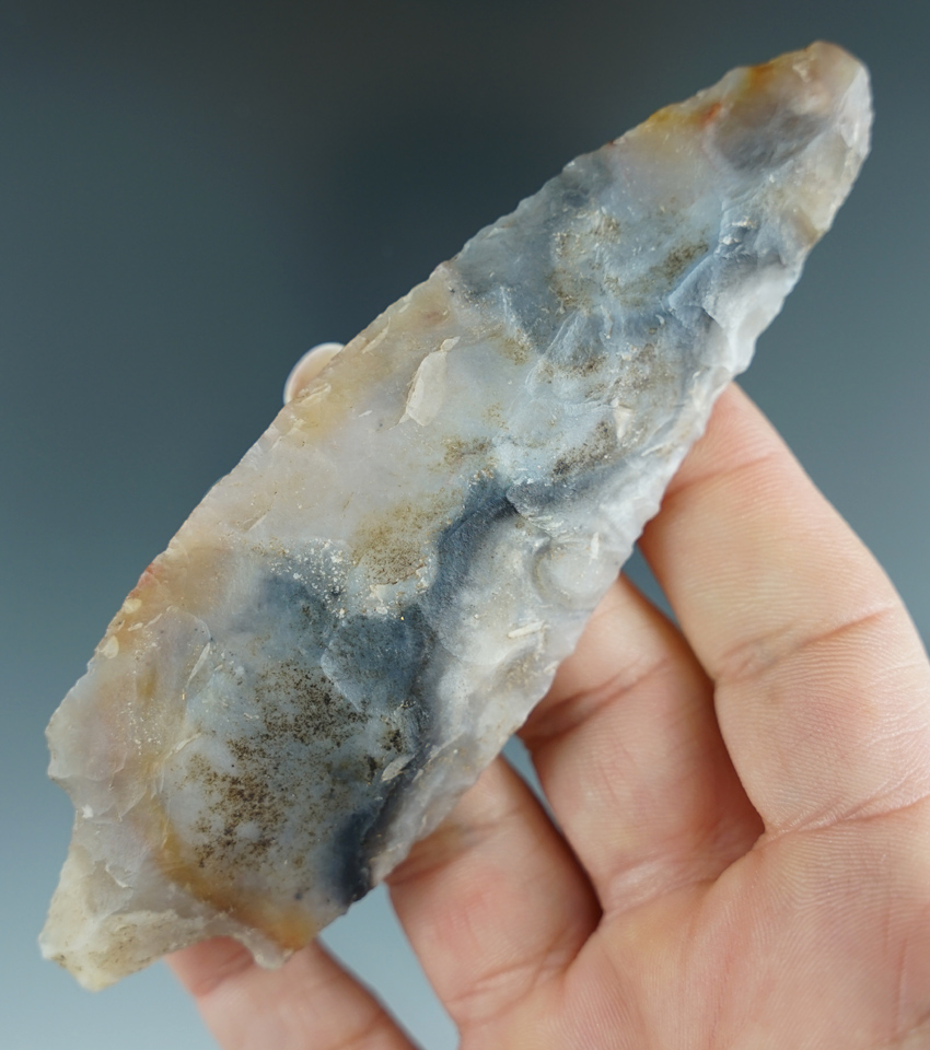 4 7/16" Mayan Stemmed Knife made from beautiful translucent multi-colored agate - Belize.