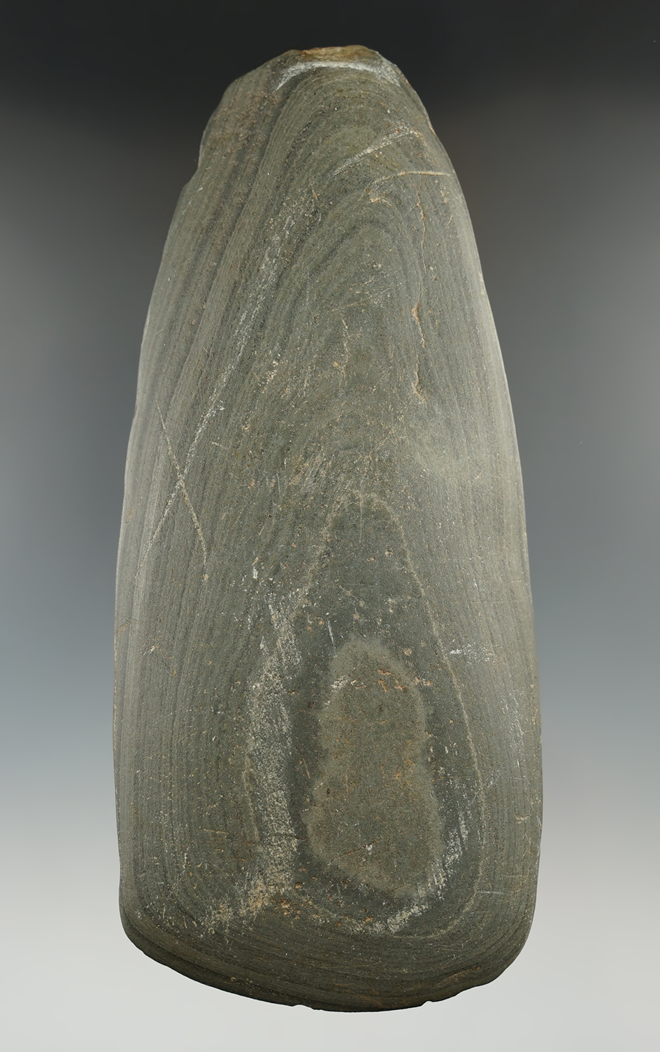 Large 6 1/2" well styled slate Celt found in Richland Co., Ohio.