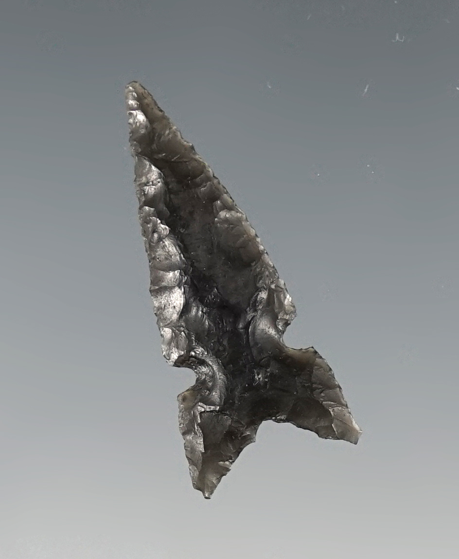 Nicely made 1 3/16" Desert Sierra found in Southern Oregon. Made from Obsidian.