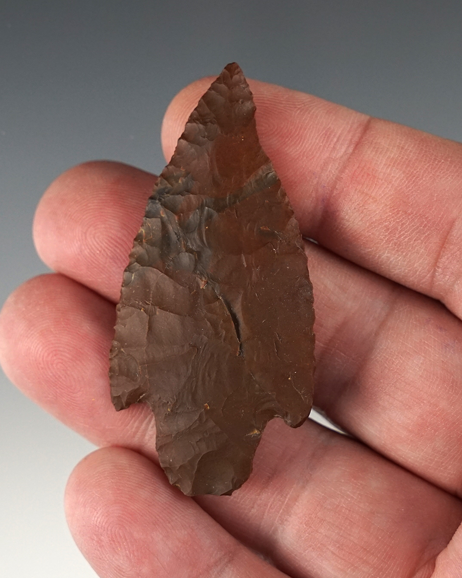 Nicely flaked 2 5/16" Stemmed point found close to the Columbia River.