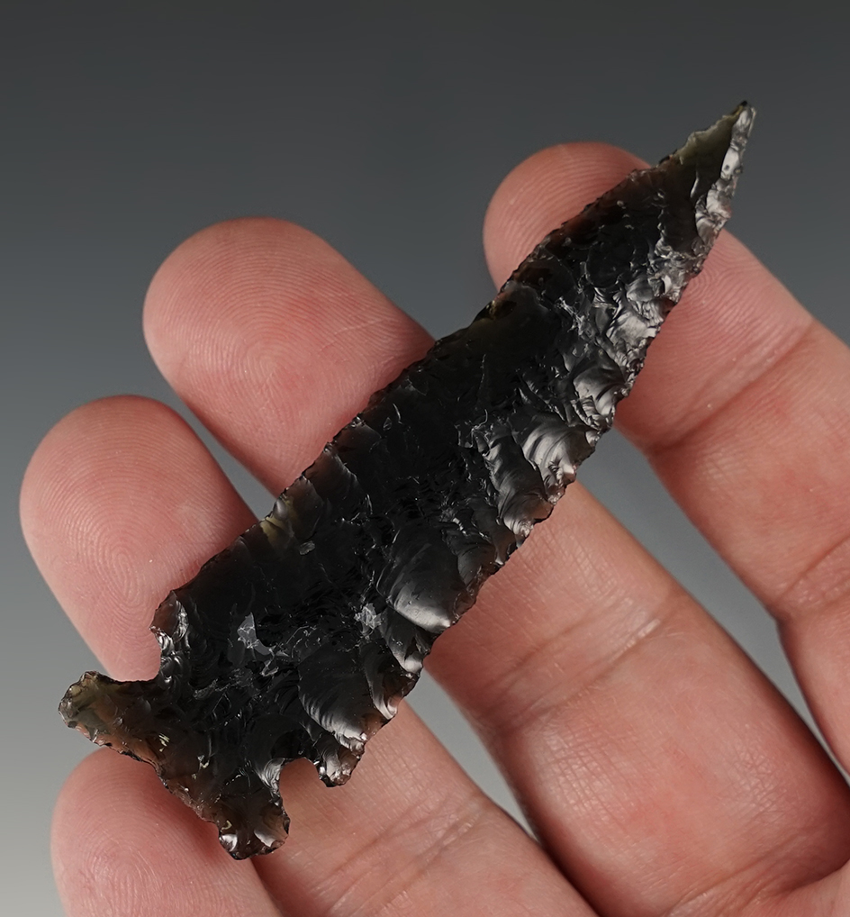 Superb 3 1/16" Northern Side Notch made from Obsidian found in Eastern Oregon.