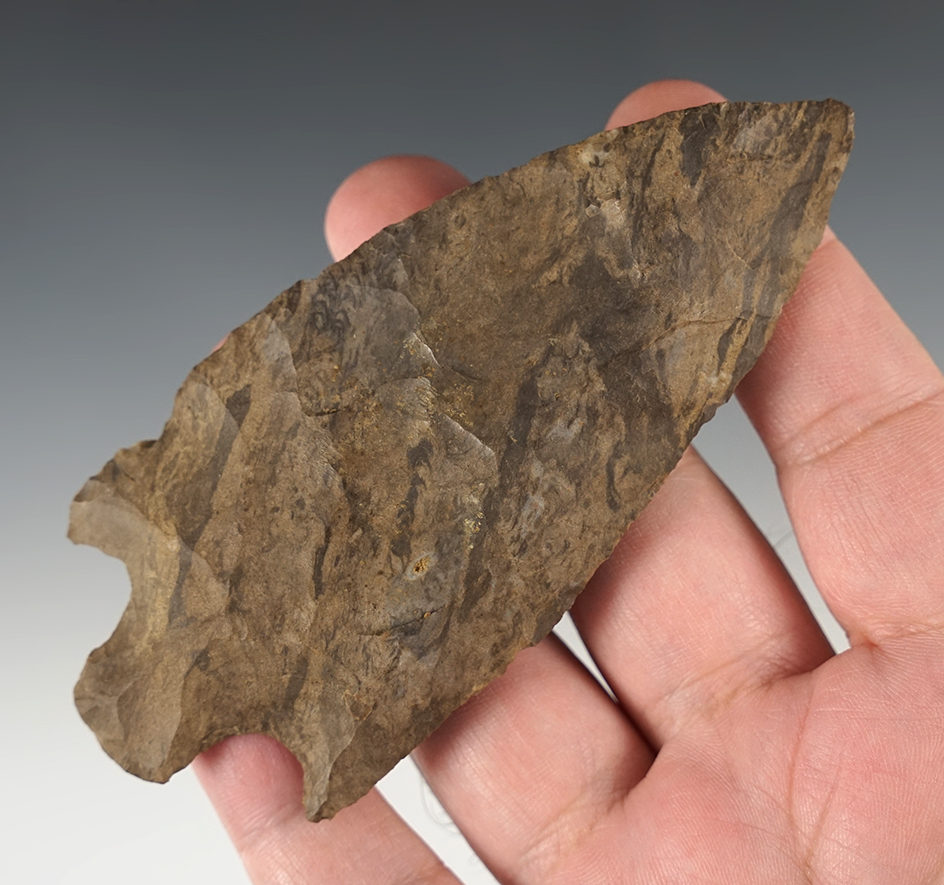 Large 4 3/8" Big Slough found in Tennessee made from Dover Chert.