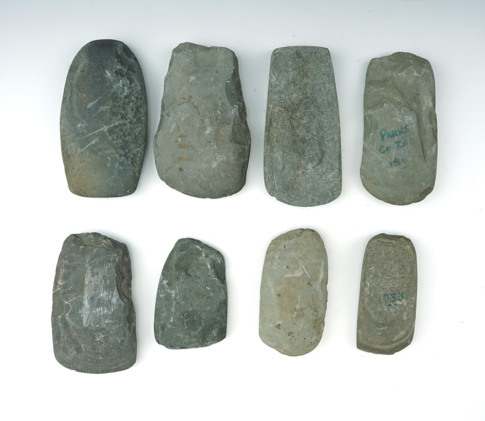 Set of 8 Celts, most are made from Slate. The largest is 4 1/16".