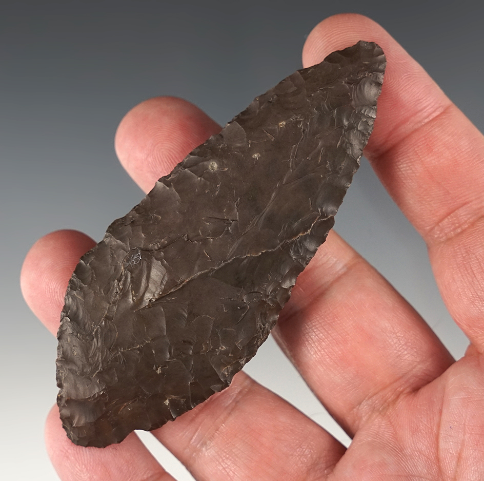 3 3/8" Cascade Shouldered blade made from well patinated brown Jasper. Alderdale, WA.