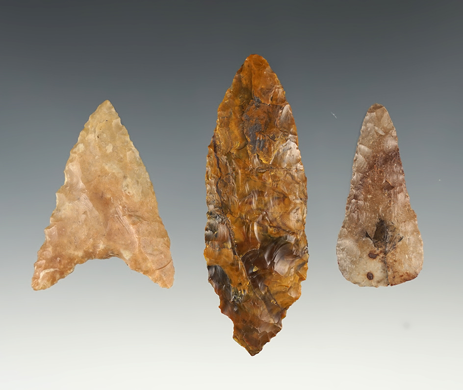 Set of 3 points found in Klickitat Co., Washington. The largest is 3".