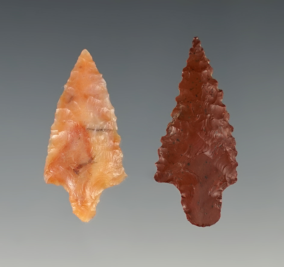 Pair of well made Shaniko Stemmed points found in Central Oregon. The largest is 1 9/16".