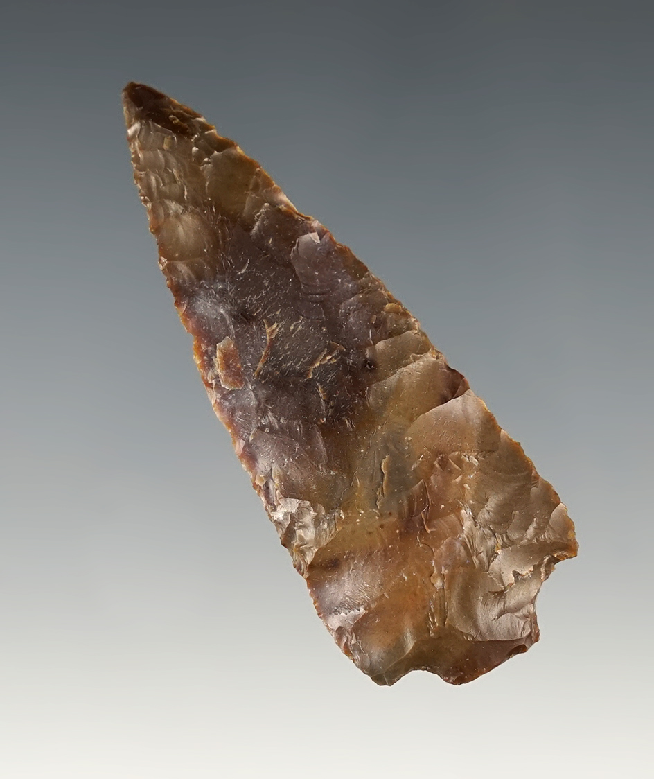 Colorful 2 5/16" Chilcotin Plateau with a snapped base. Found in Klickitat Co., Washington.