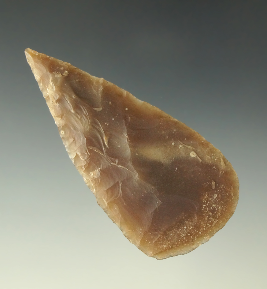 Ex. Museum!  2 7/8" Covington -well flaked from beautifully translucent Flint found in Texas.