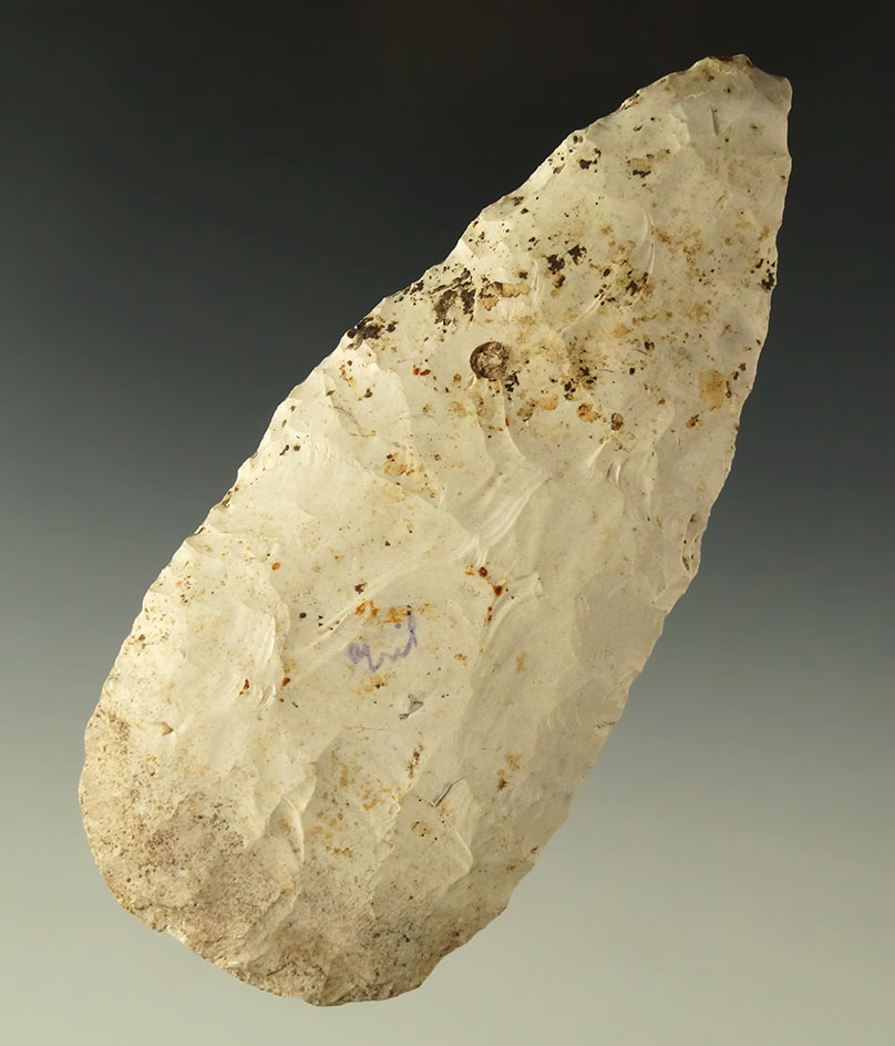 4 3/4" Flint Blade that is heavily patinated found in Indiana.