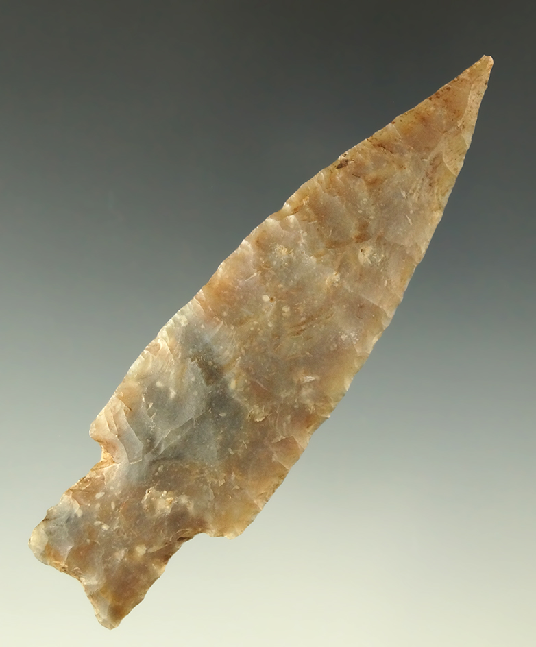 Beautiful material on this 3 11/16" Uvalde point found in Bell County Texas.  Rogers COA.