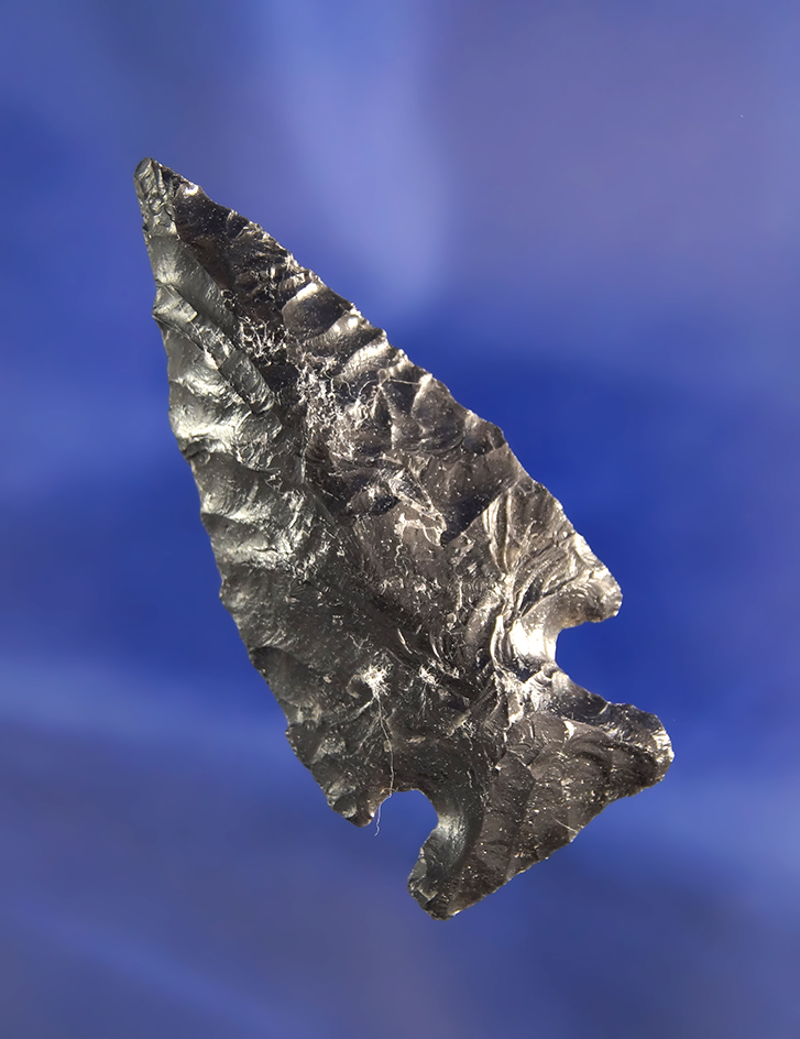2 5/16" Obsidian Corner Notched in very nice condition found near Fort Rock, Oregon.