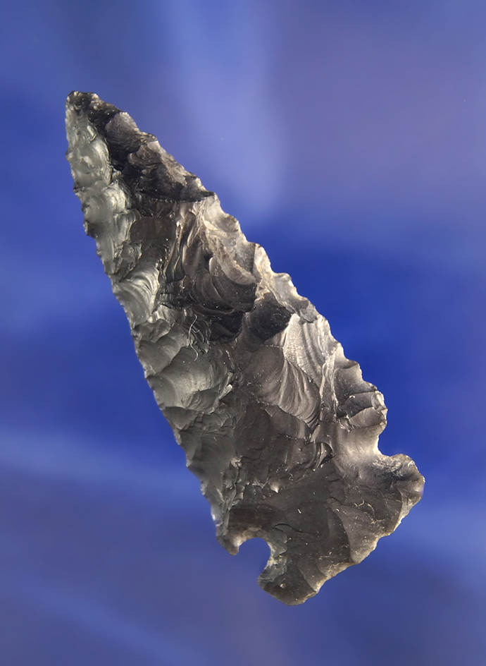 2 9/16" Obsidian Side Notched Knife found near Fort Rock, Oregon.