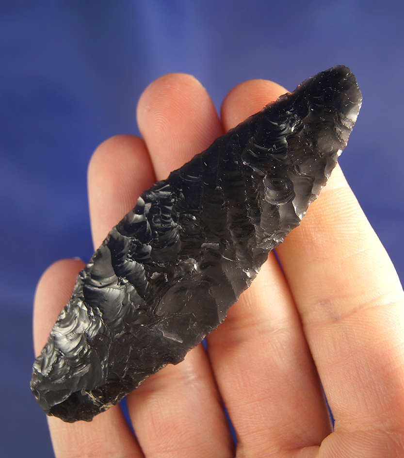 3 1/4" chisel tip Obsidian Knife found near Fort Rock, Oregon.