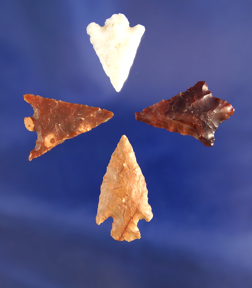 Set of four Columbia River Gempoints, largest is 15/16". Wishram area of the Columbia River.