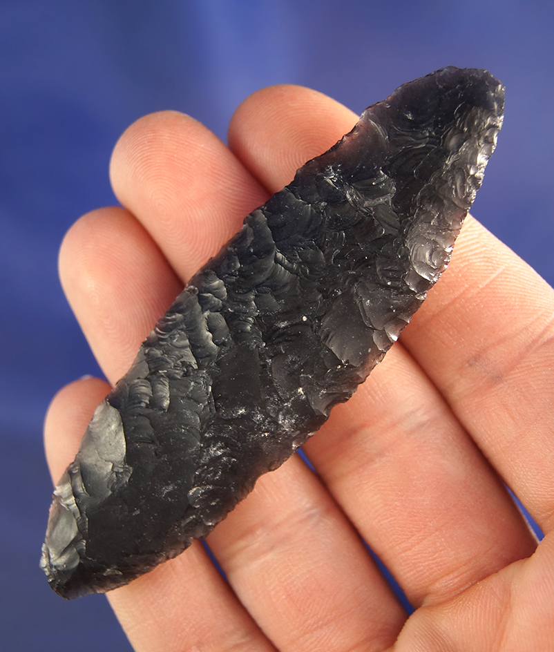 3 1/4" Obsidian Cascade that is nicely flaked found near Fort Rock, Oregon.