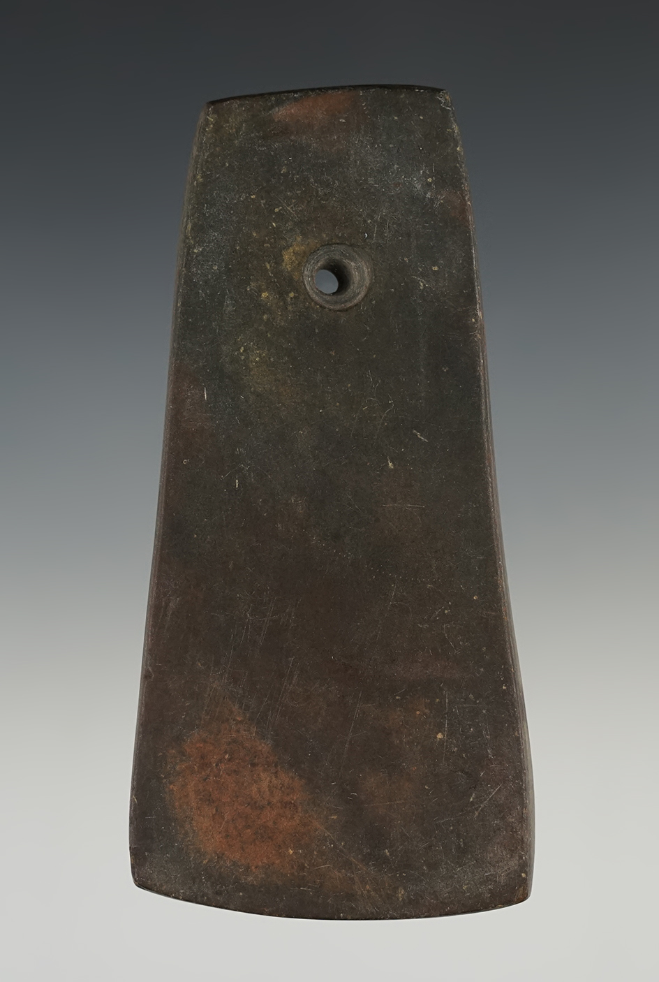 4 3/16" Trapezoidal Pendant found in Harris Township, Ottawa Co., Ohio by Carol Wodrich.
