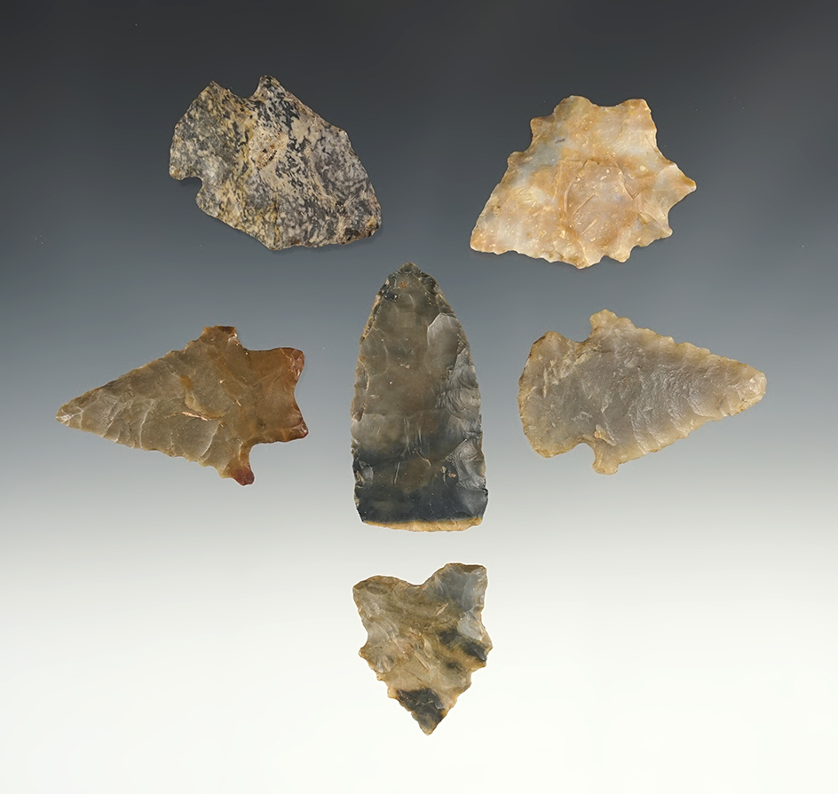 Set of 6 nice Kentucky points. The largest is 2 3/16".