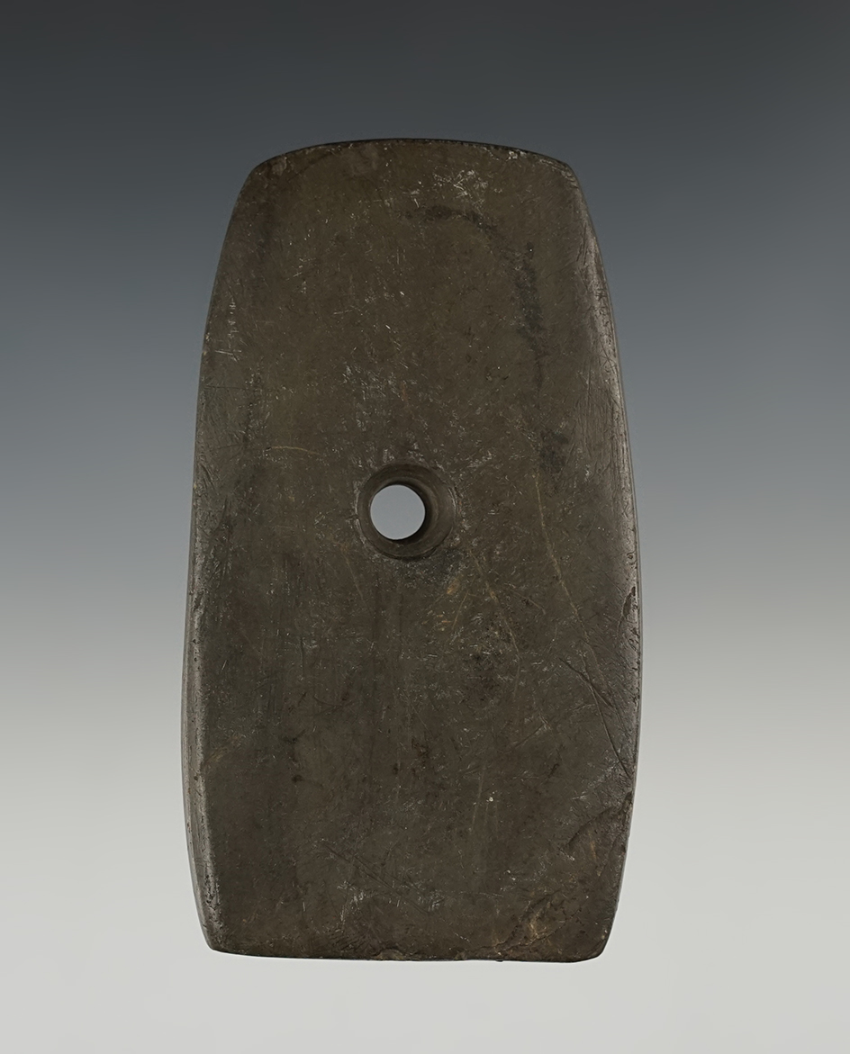 Heavily patinated 3 11/16" Trapezoidal Pendant found in Wood Co., Ohio.