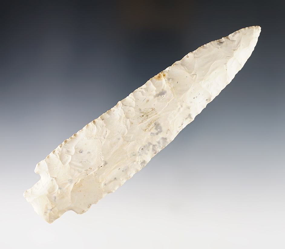 Large and well flaked 6 1/8" Stemmed Knife found in Jefferson Co., Illinois.
