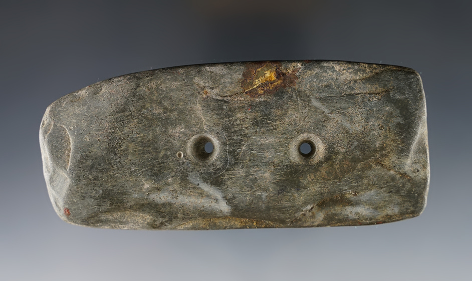 Nicely made 4 7/16" Rectangular Gorget found in Ohio.