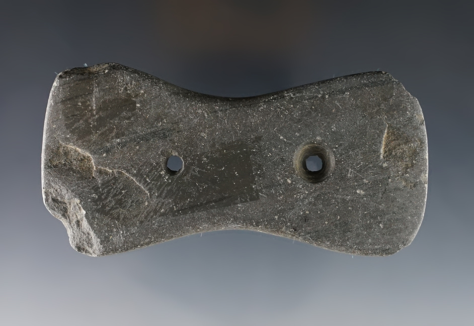 3 3/4" Bi-Concave Gorget - Paulding Co., Ohio. Ex. Elleman, Staley. Bennett COA.