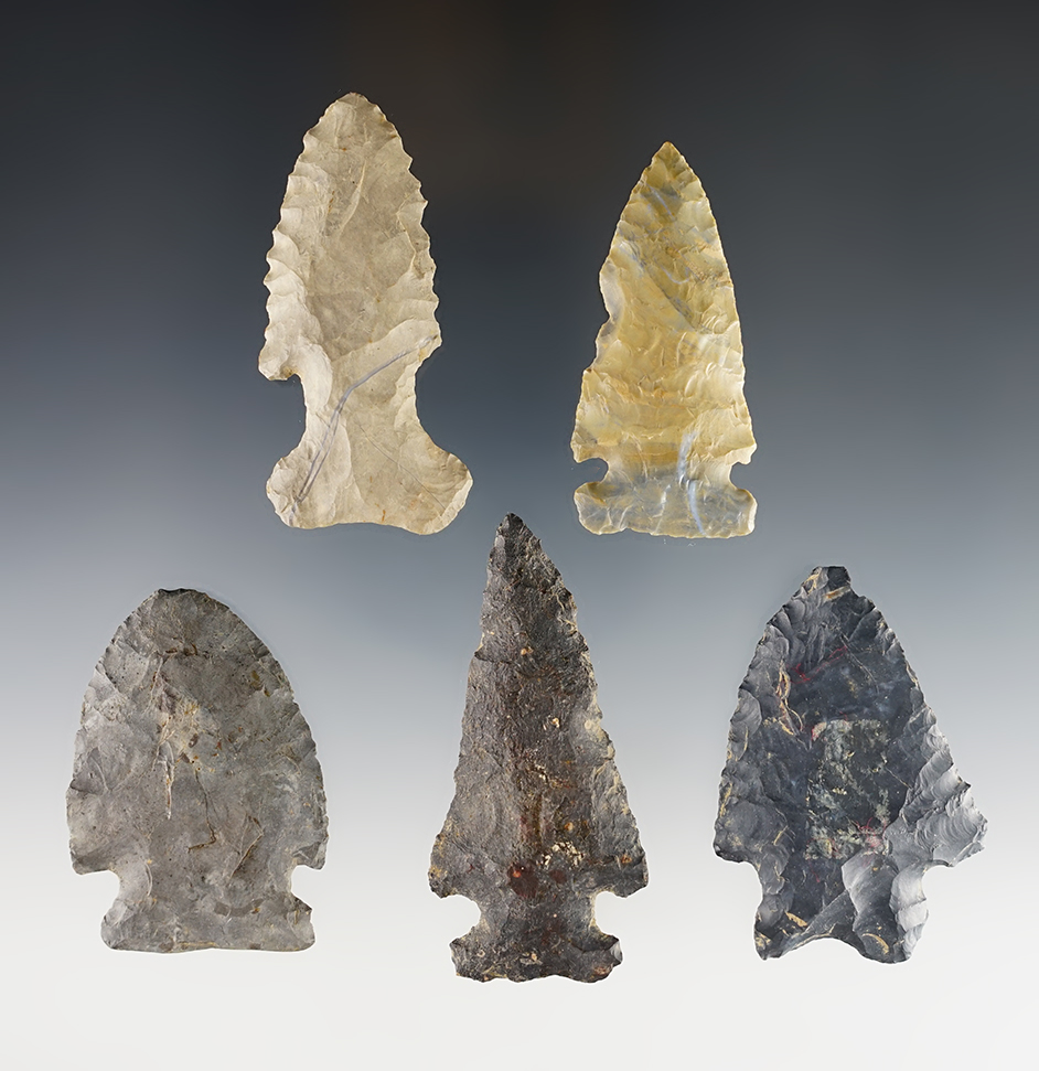 Set of 5 assorted Ohio points, most are from Greene and Stark Co. All are in good condition. 