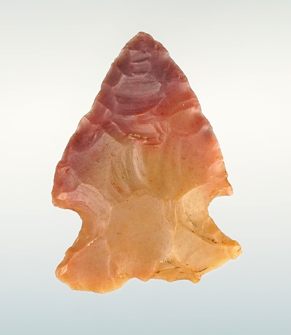 1 1/2" Beautifully colored Hopewell - Flint Ridge Flint. Richland Co., Ohio.