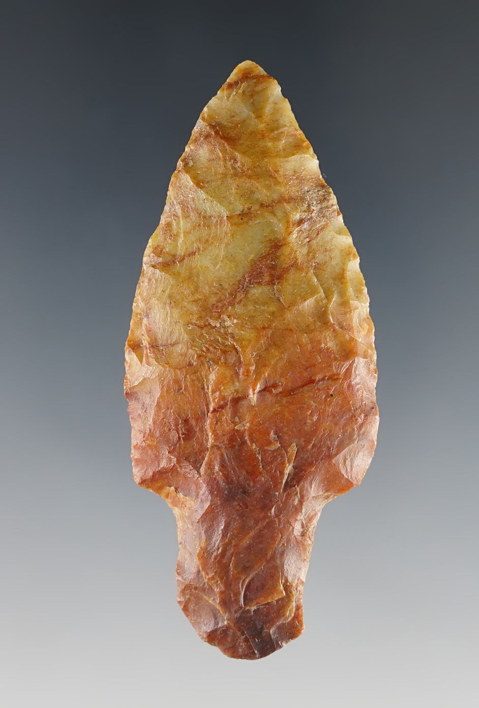 Exceptional color on this 2 3/4" Adena found in Harrison Co., Ohio. Flint Ridge Flint. Ex. Vargo.