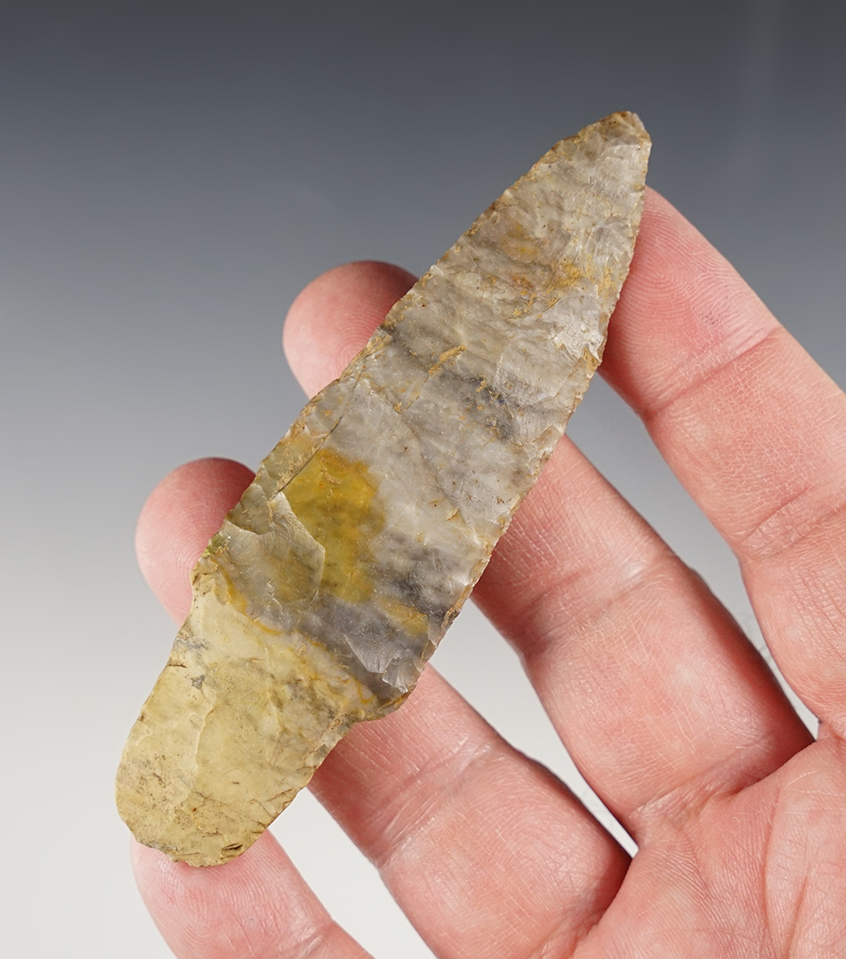 Well made 3 7/8" Adena found in Scioto Co., Ohio. Bennett COA.