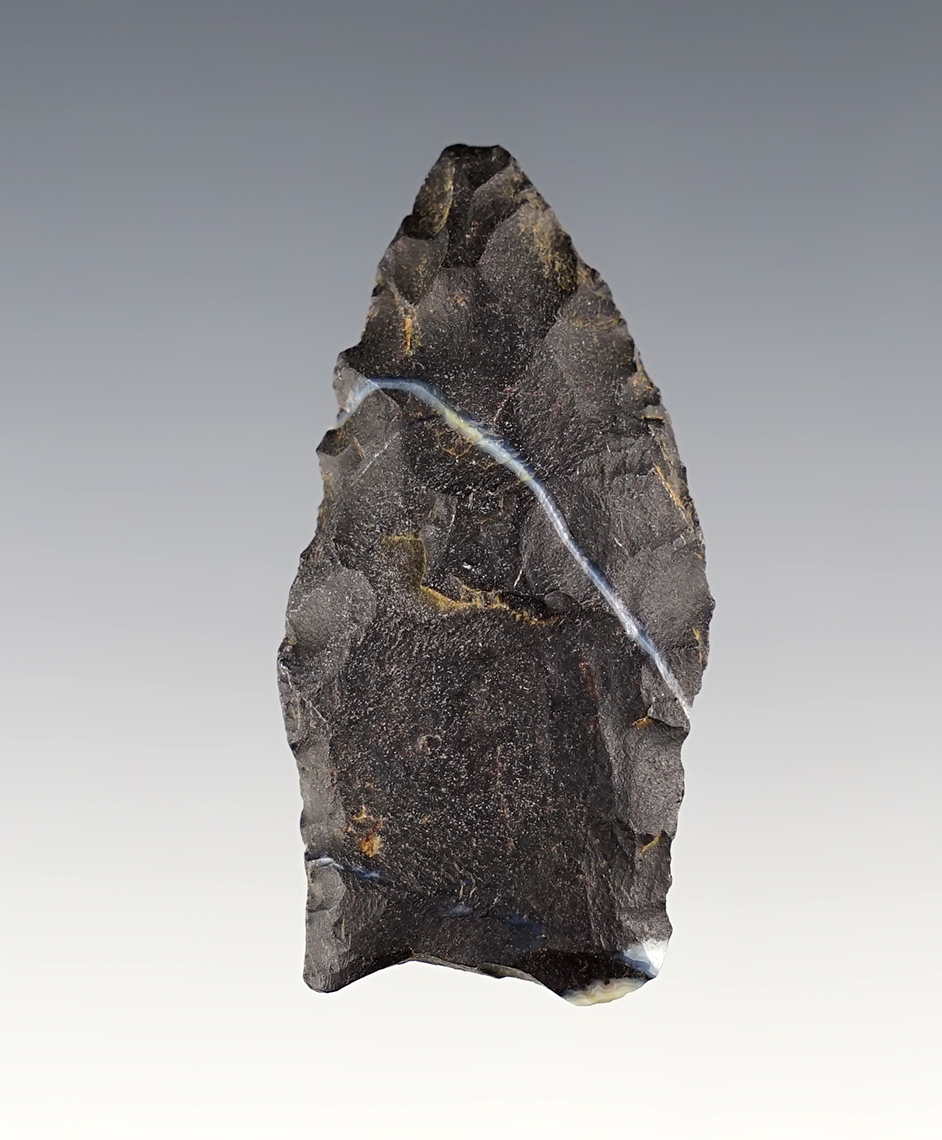 Unique 2 1/16" Paleo Clovis that was anciently salvaged as a Stemmed Lance by a later culture.