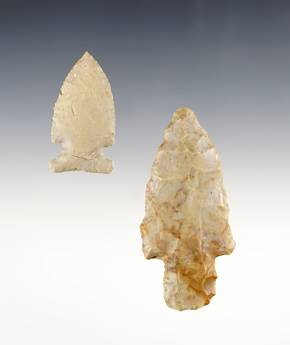 Nicely made pair of Ohio points. Preble & Montgomery Co. The largest is 3 1/8".