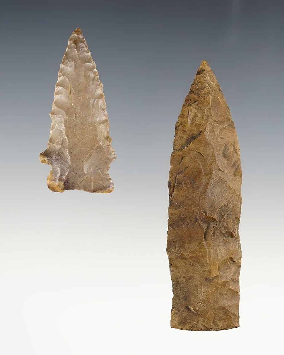 Pair of nice Tennessee points including a Copena and a Pinetree. The largest is 3 7/16".