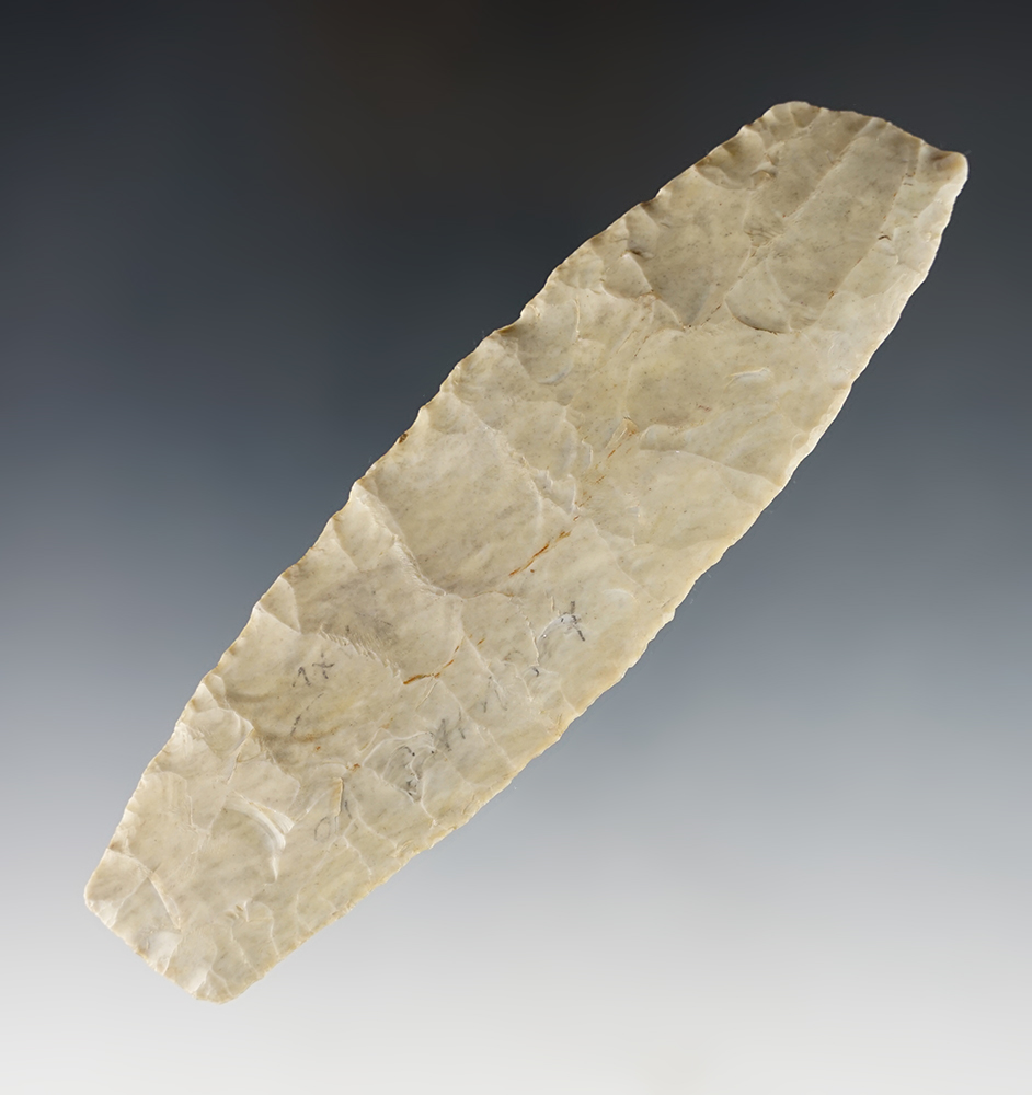 4 7/8" Paleo Square Knife - Flint Ridge Flint. Found in Licking Co., Ohio. Nice basal area fluting.