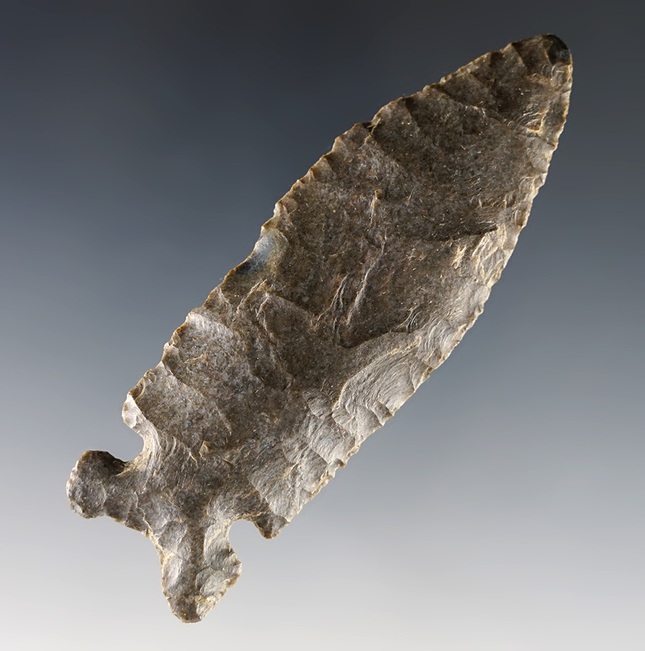 Excellent style and form on this 3 9/16" Sidenotch knife with very minor modern retouch to tip area.