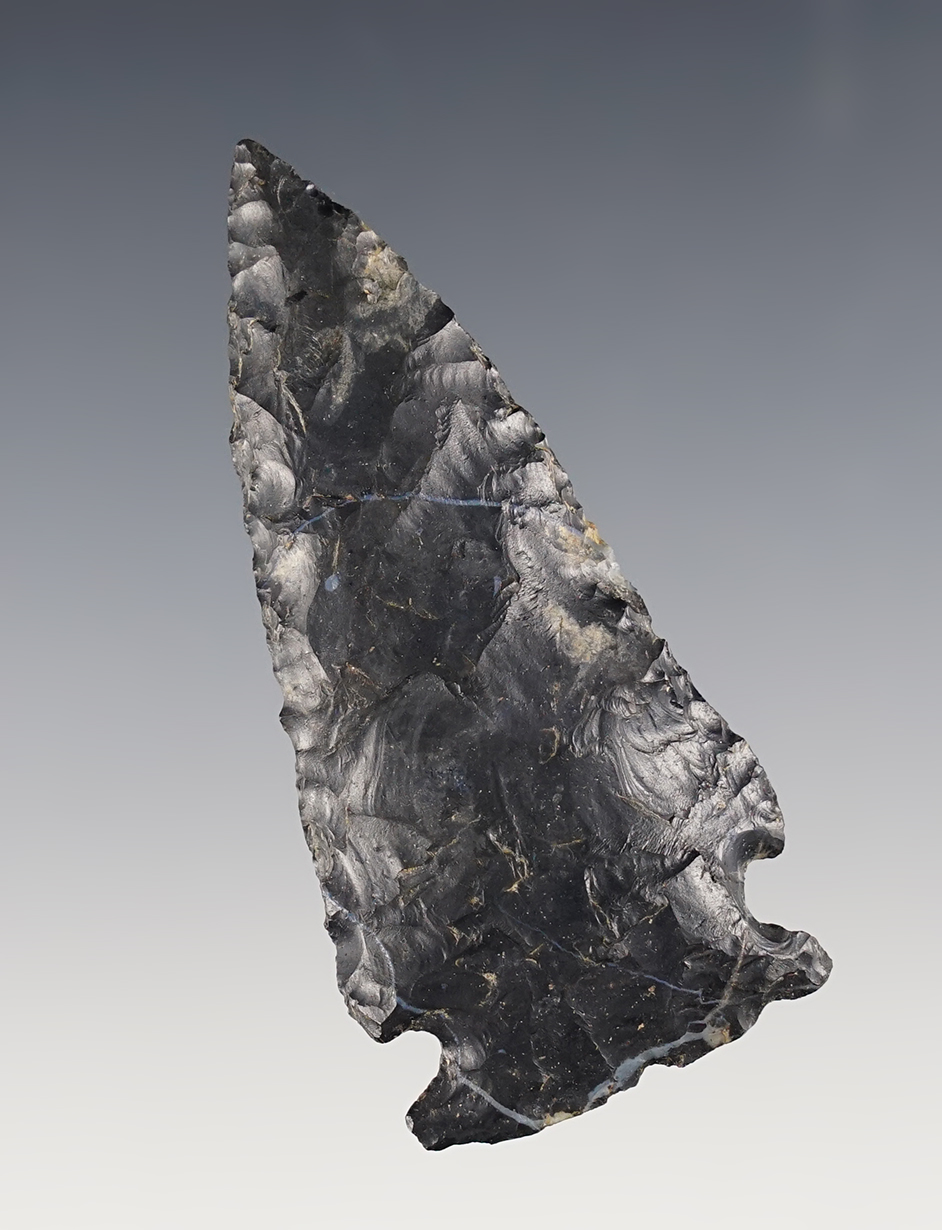 2 15/16" Ohio Cornernotch made from beautiful Coshocton Flint. Ex. Kenny McNeal collection.