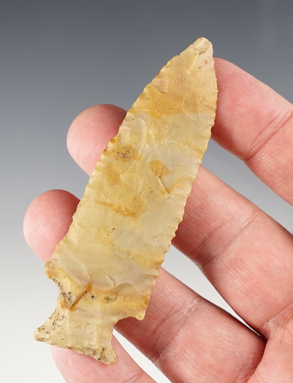 3 5/16" Ohio Motley made from colorful flint. Ex. Jim Woods, John Fraser collections. Jackson COA.