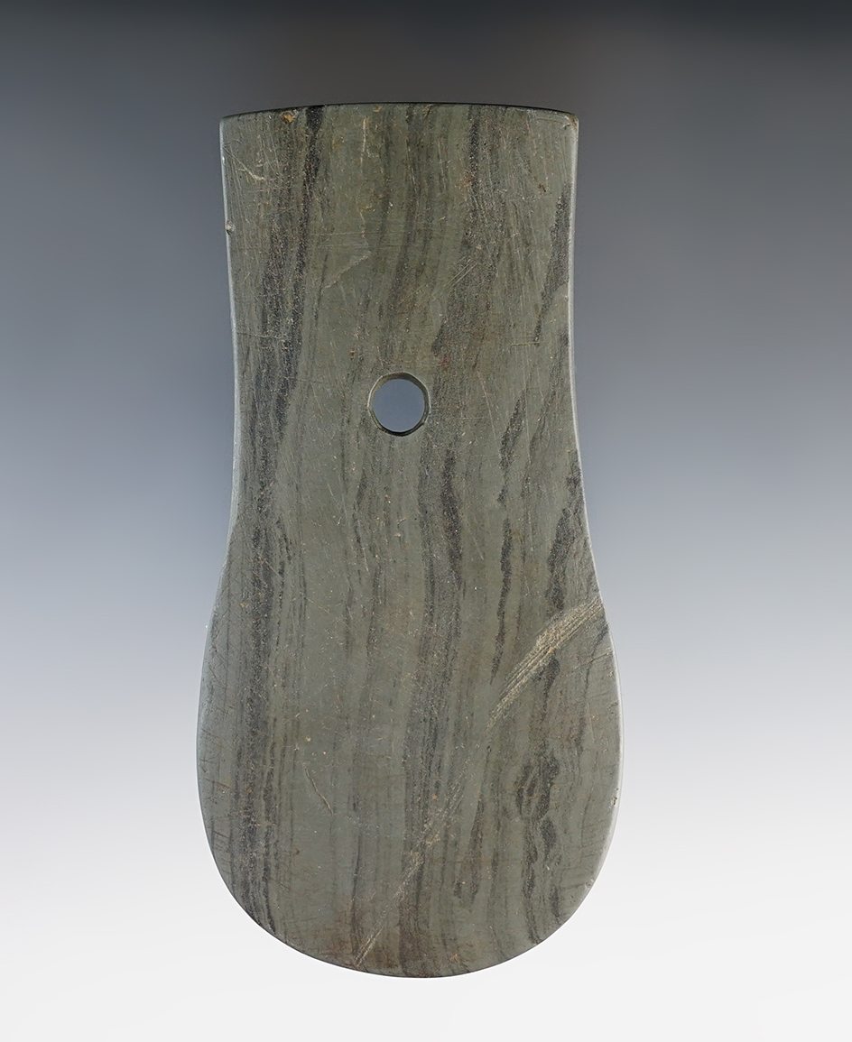 4 5/16" Adena Keyhole Pendant found in Southern Ohio. Pictured in Who's Who #1 & #10.