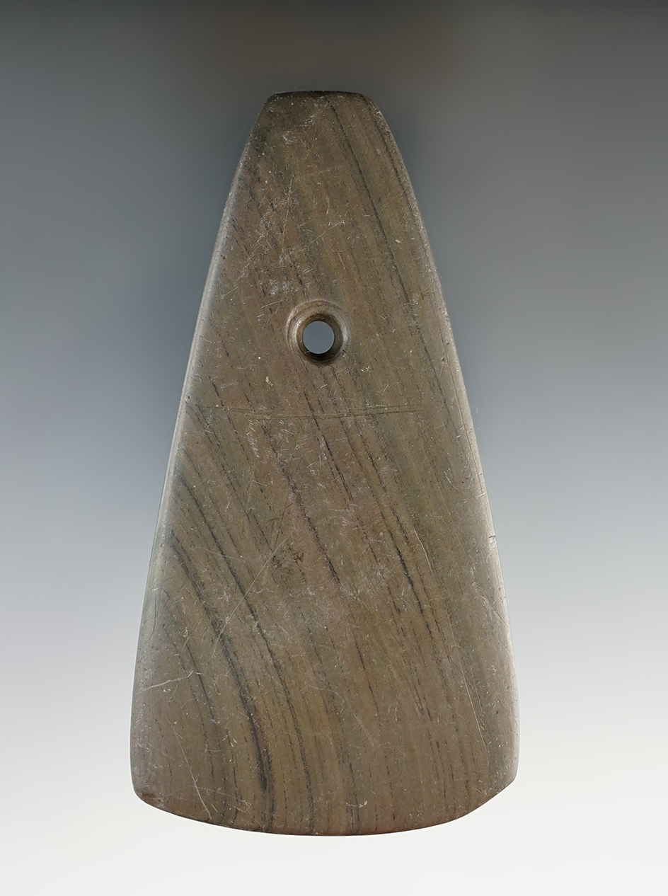 4 5/16" Hopewell Trapezoidal Pendant found in the vicinity of Kenton, Hardin Co., Ohio. Pictured!
