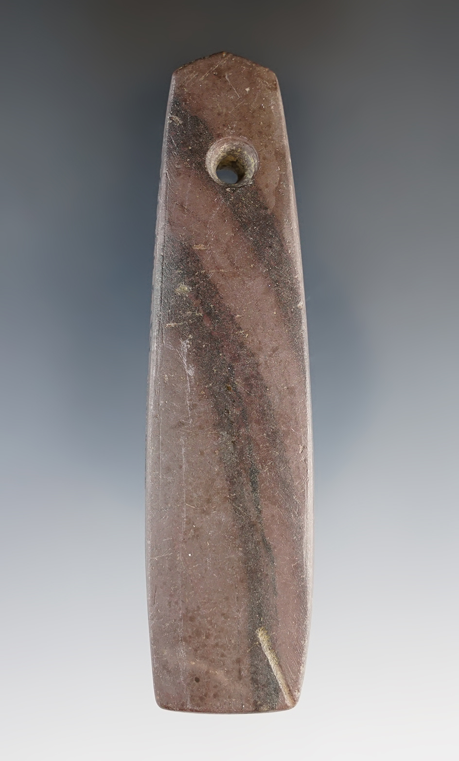4" Adena Trapezoidal Pendant found in or near Valley City, Liverpool Twp., Lorain Co., Ohio.