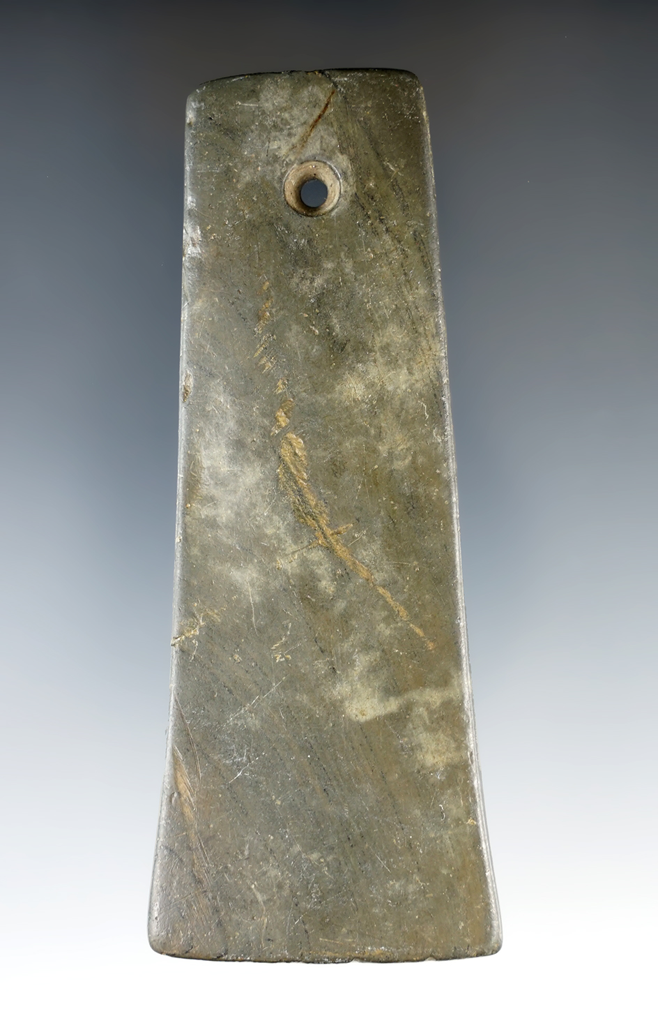 4" Adena Bell Pendantfound in 1980 by Ray Pryor in the vicinity of Indian Creek, Ross Co., Ohio.