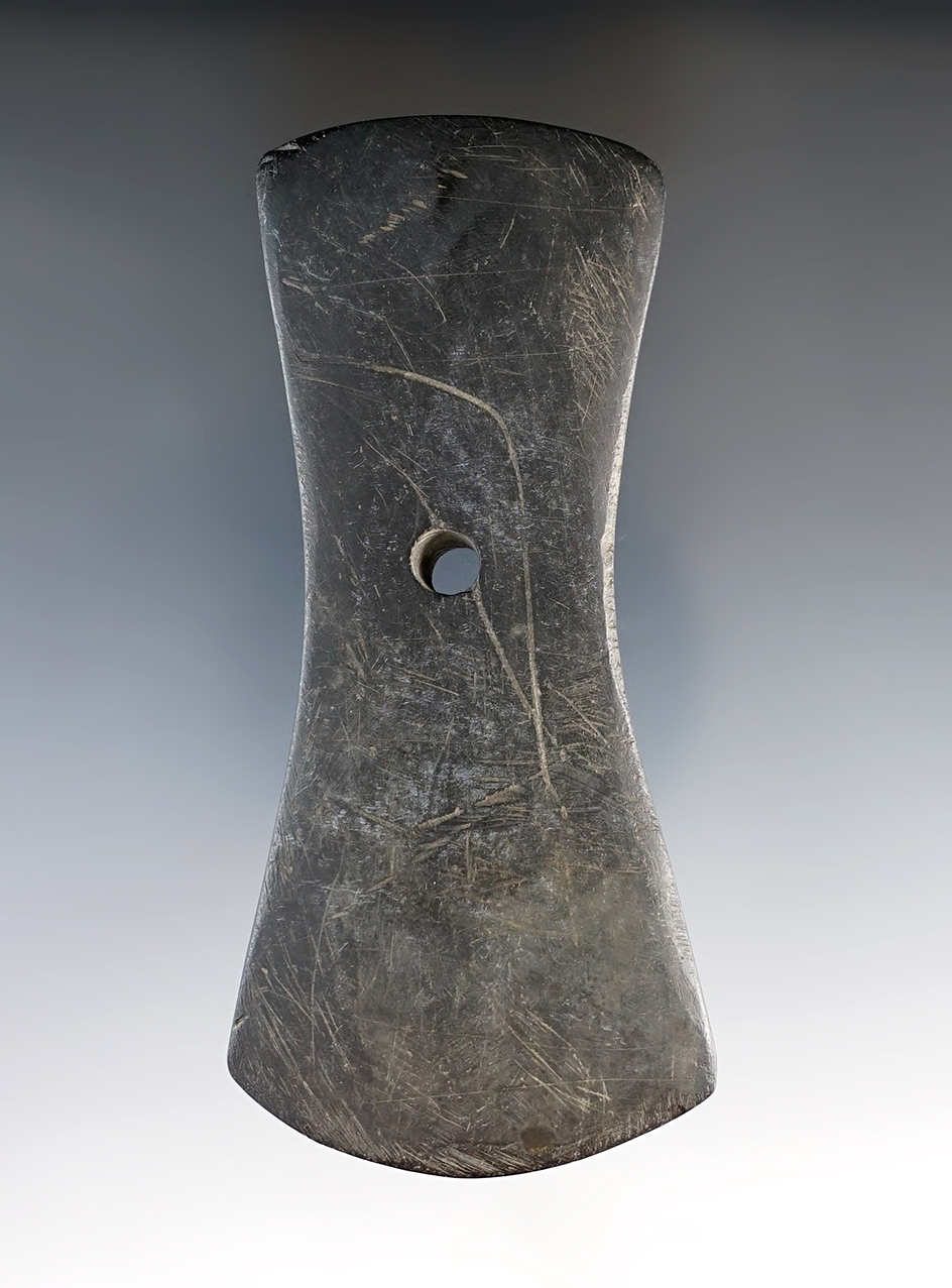 4 1/16" Adena Bi-Concave Pendant found in Trumbull Co., Ohio. Pictured in 2 books! Ex.  William Plat