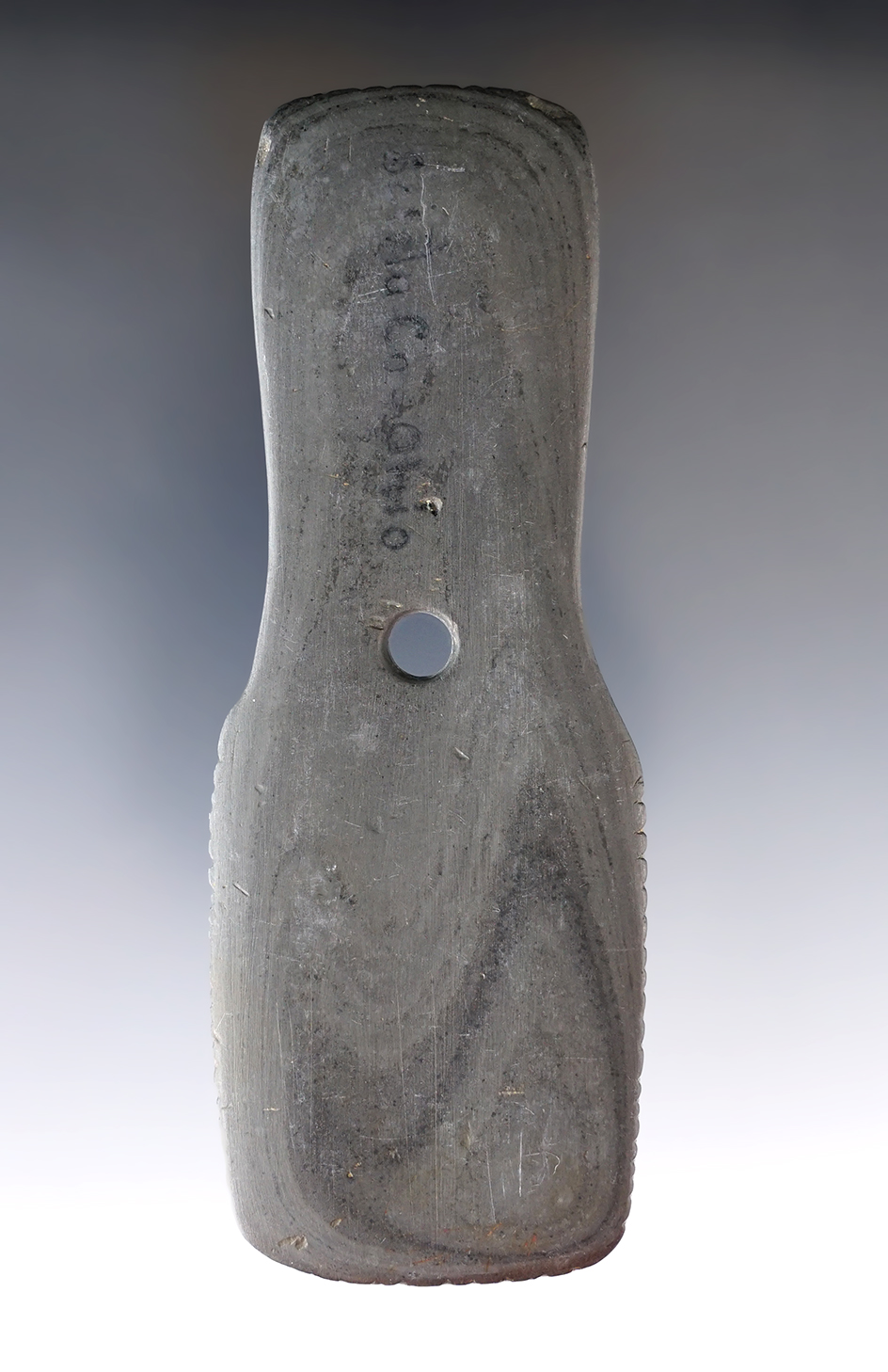 4 7/16" Hopewell Shovel Pendant that is highly tallied found in Scioto Co., Ohio. Pic. in Who's Who
