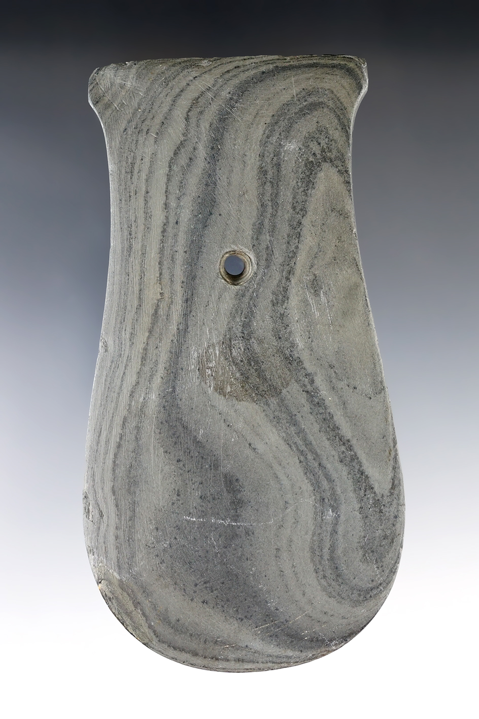5" Adena Keyhole Pendant - small area of restoration to corner. Found in Mercer Co., Ohio. Pictured!
