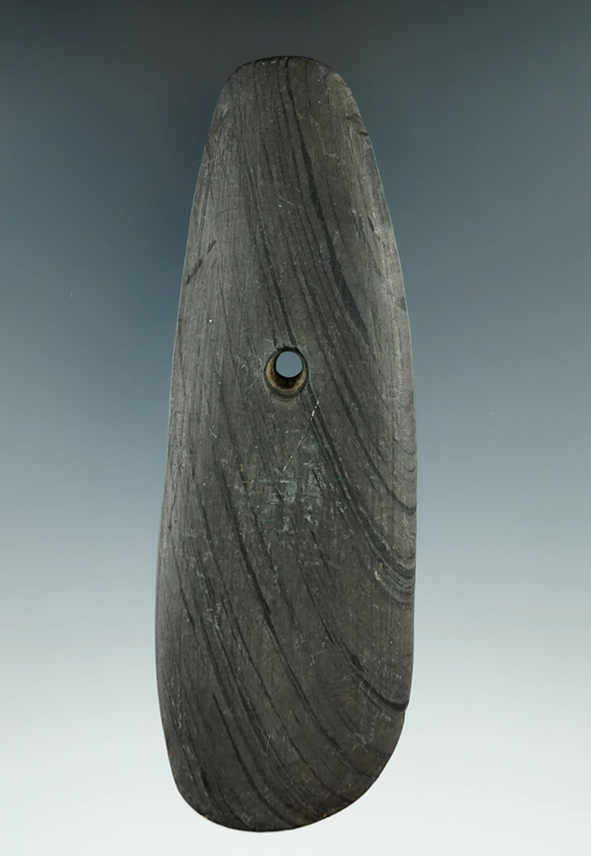 5 1/4" Hopewell Trapezoidal Pendant made from gray and black Banded Slate and found in Hamilton Co.,