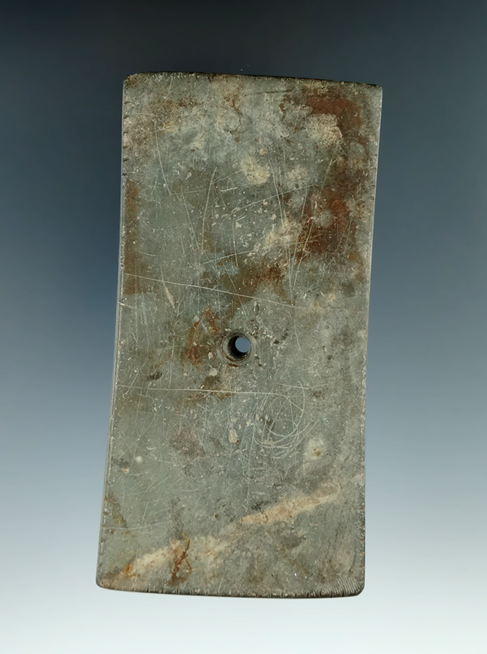 4 3/8" Adena Rectangular Pendant with tallies on all edges made from Mottled Slate, Northeast Ohio.