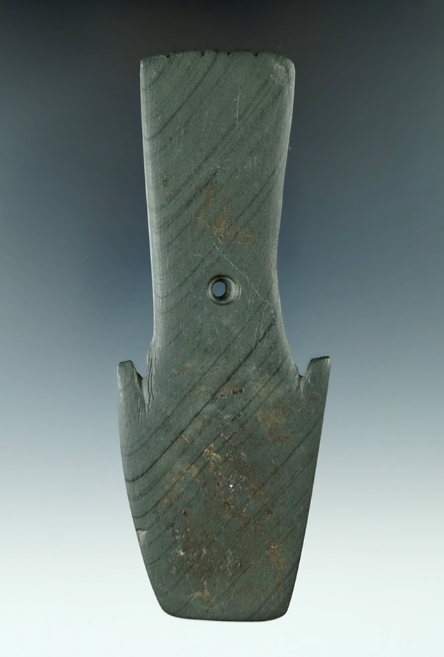 5 1/8" Hopewell Shovel Pendant that is tallied at the top found in Marion Co., Ohio. Pictured in Who