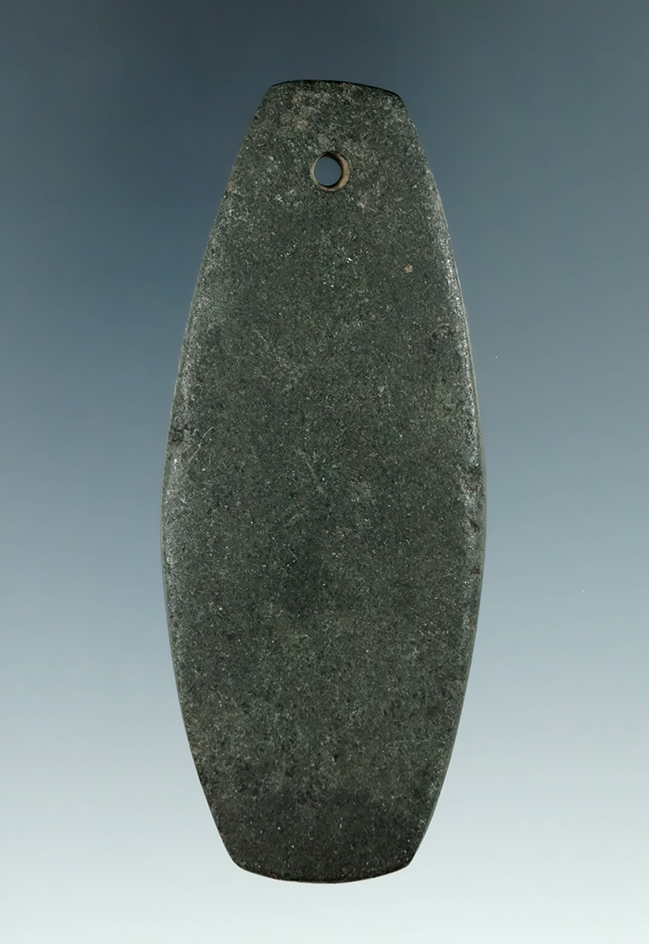 3 3/16" Hopewell Pendant made from Hardstone, found in Ohio. Ex. Bob Craver, Clifford Bauer Collecti